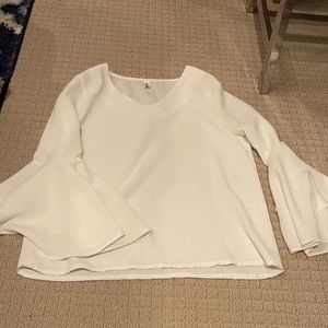 White Blouse with Bell Bottom Sleeves
